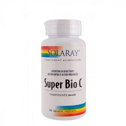 Vitamines Super Bio C Tamponnée 30 Capsules SOLARAY - Belvibio