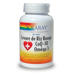 Levure De Riz Rouge + CoQ10 + Oméga 3 60 Softgels SOLARAY