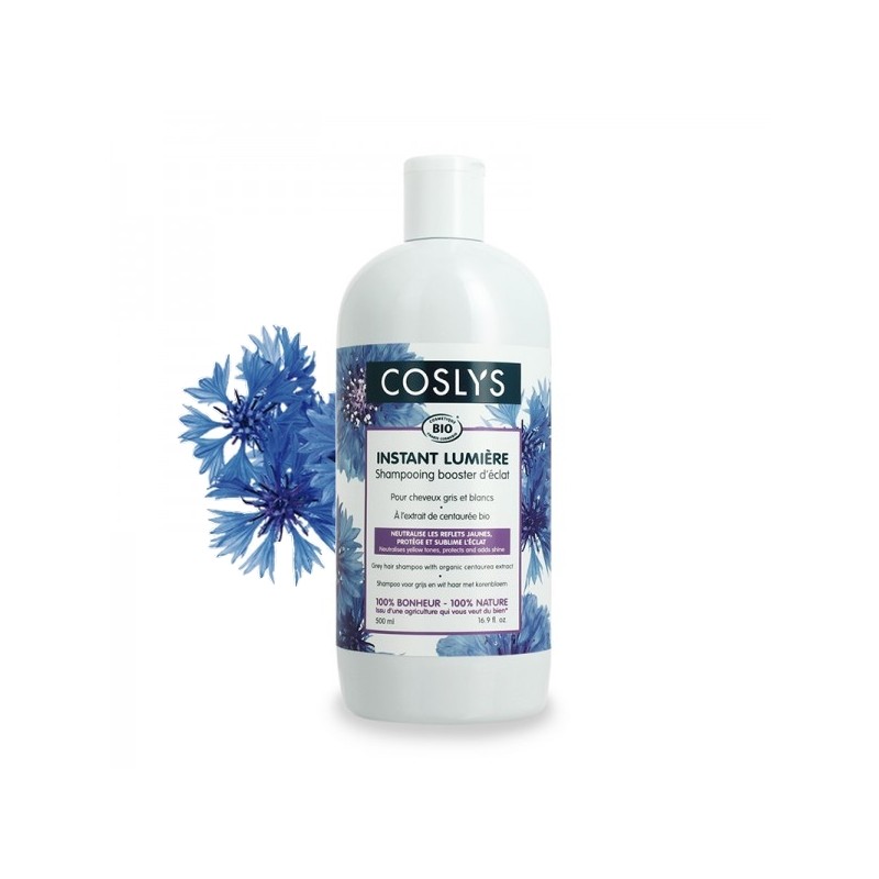 Shampoing Cheveux Gris et blancs Bio Coslys illumine la coifure