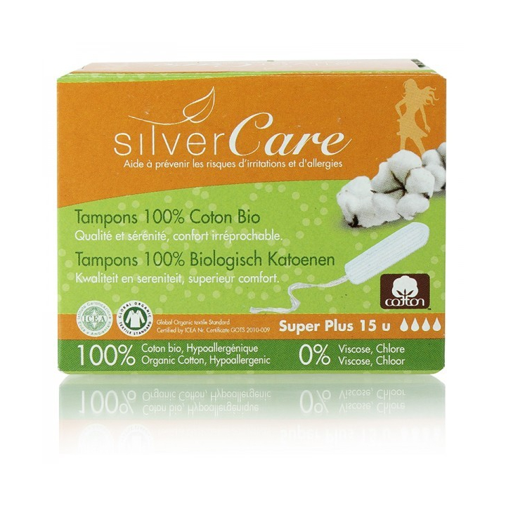 Tampons Super Plus Sans Applicateur 15 Pièces SILVERCARE