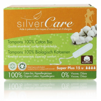 Tampons Super Plus Sans Applicateur 15 Pièces SILVERCARE