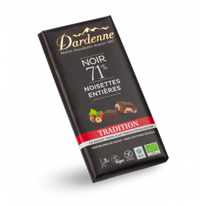 Chocolat noir 71% noisettes - 180g