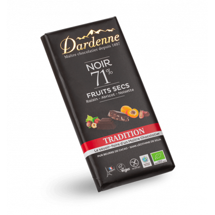 Chocolat noir 71% fruits secs - 180g