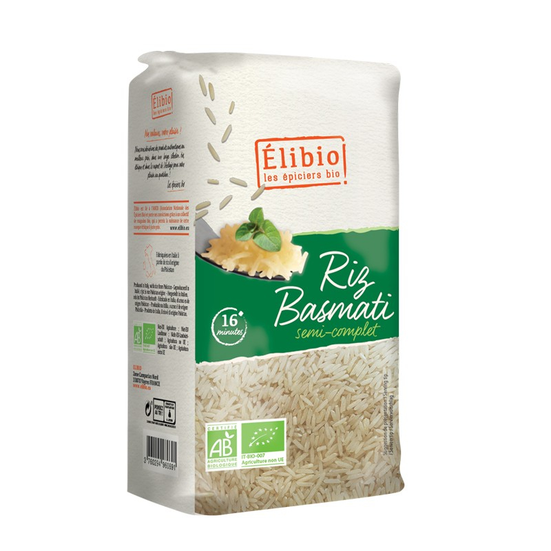 Riz Basmati demi complet bio - 1kg, Elibio