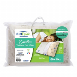 Oreiller traditionnel en latex naturel - 60 x 40 cm - Packaging - Biorelax