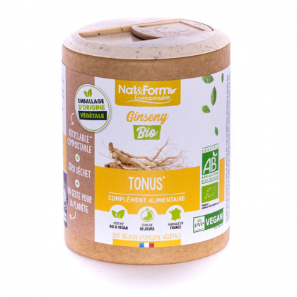 Ginseng bio - Tonus - 200 gélules végétales Nat&Form