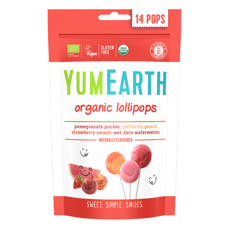 14 sucettes POPS FRUITS ROUGES BIO vegan sans allergènes Yumearth : 85g