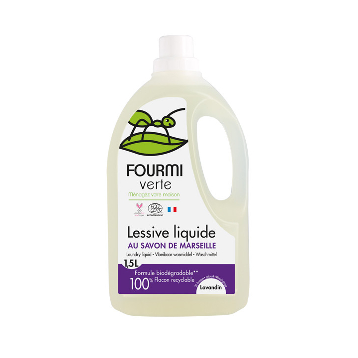 Lessive liquide à l'huile essentielle de lavandin - 1,5L - La Fourmi Verte