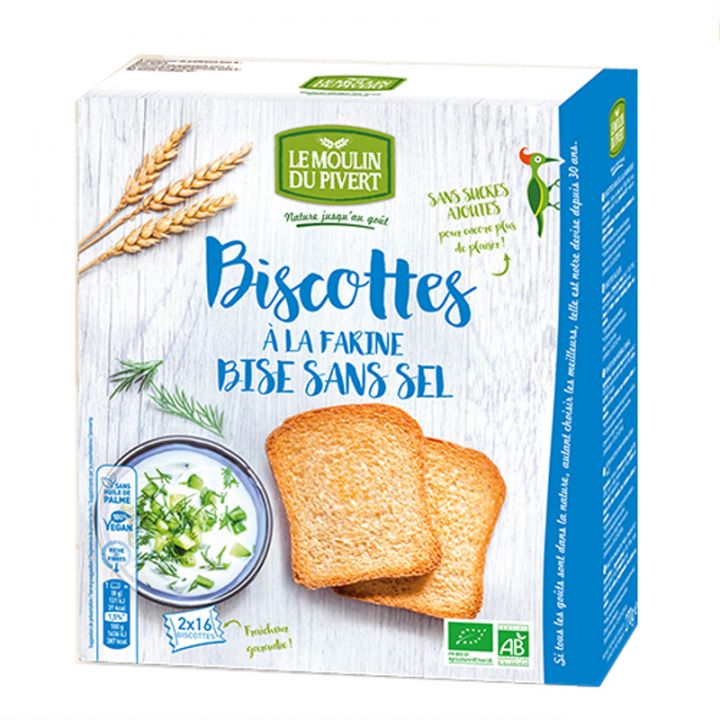 Biscottes à la farine bise sans sel - 270g