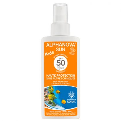 Spray solaire bio pour enfants SPF 50 - Très haute protection - 125g