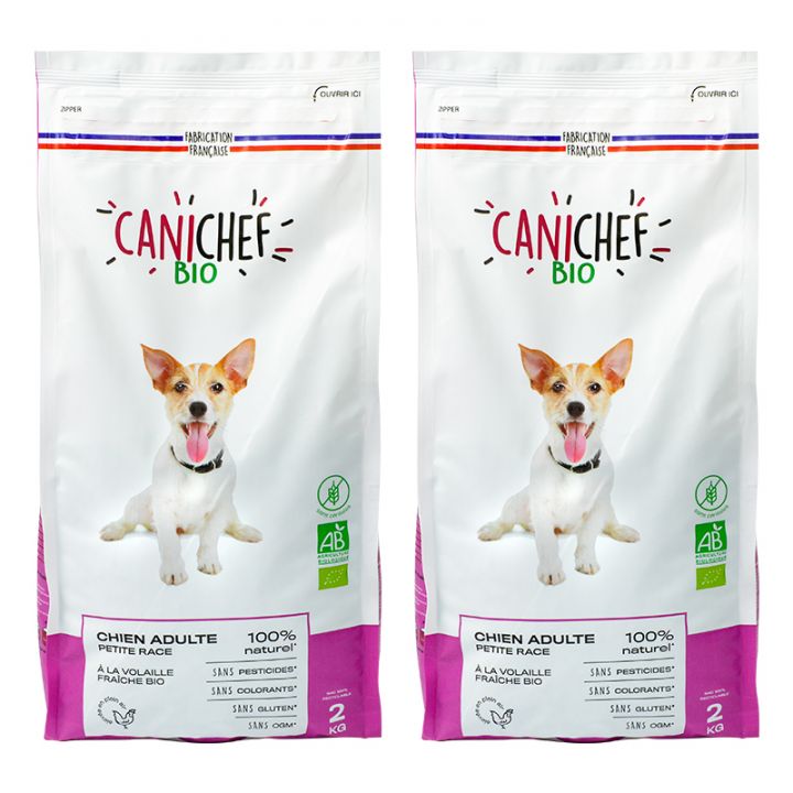 Lot de 2 paquets de croquettes sans céréales chien petite race - 2 x 2kg