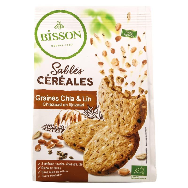 Sablés aux céréales - Graines de chia et lin - 200g, Bisson