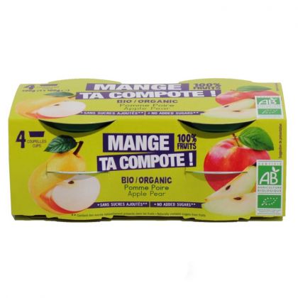 Desserts bio 100% fruits - Pomme poire - 4x100g