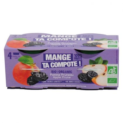 Desserts bio 100% fruits - Pomme pruneau - 4x100g