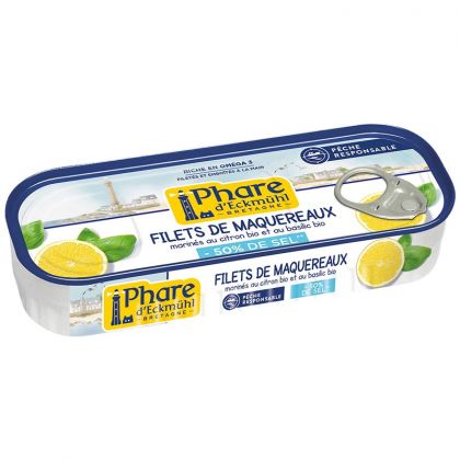 Filets de maquereau -50% de sel - Citron basilic - 130g