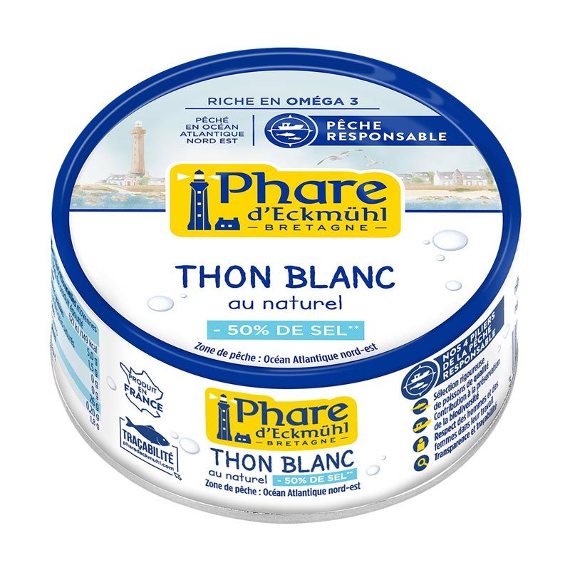 Thon blanc au naturel - Teneur en sel réduite - 160g