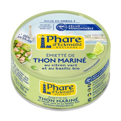 Emietté de thon mariné au citron vert et basilic bio -115g