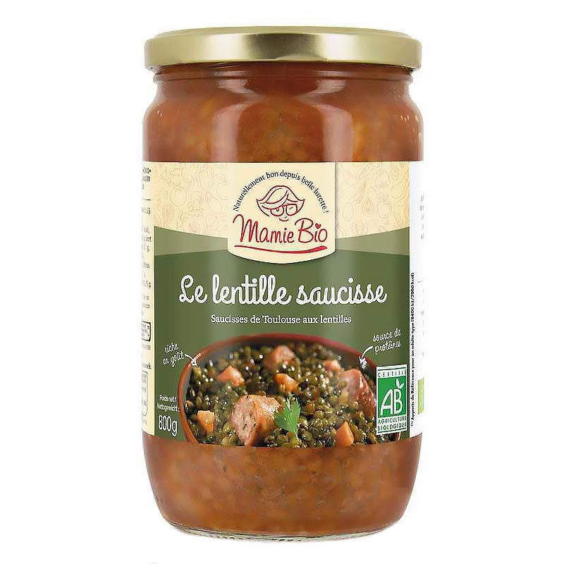 Lentille et saucisses de Toulouse bio - 800g