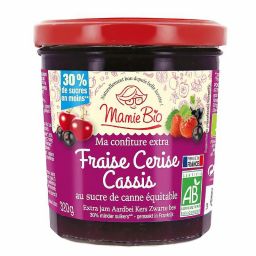 Confiture bio extra - Fraise, cerise, cassis - 320g