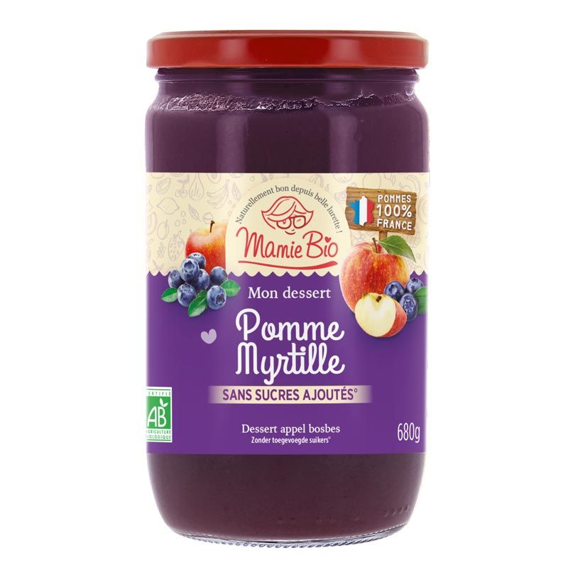 Dessert de fruits bio - Pomme myrtille - 680g