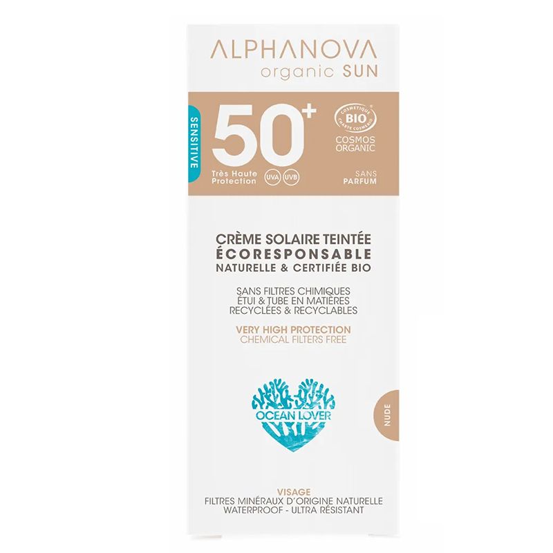 Crème solaire SPF 50+ teintée claire bio - 50 g