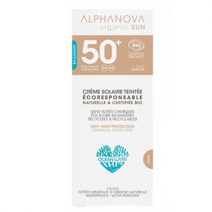 Crème solaire SPF 50+ teintée claire bio - 50 g