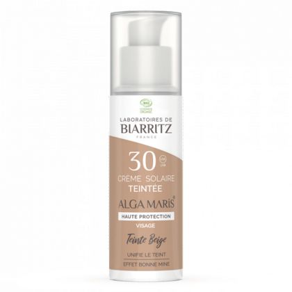 Crème solaire visage SPF30 teintée et bio - Beige - 50 ml