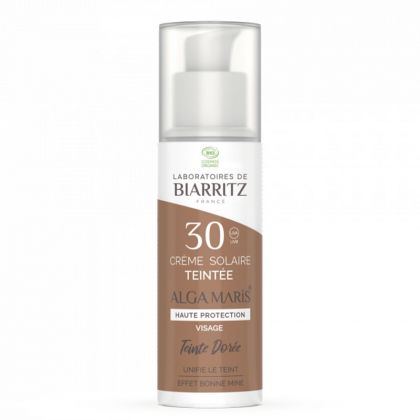 Crème solaire visage SPF30 teintée et bio - Dorée - 50 ml