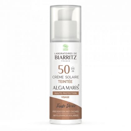 Crème solaire visage SPF50 teintée et bio - Dorée - 50 ml