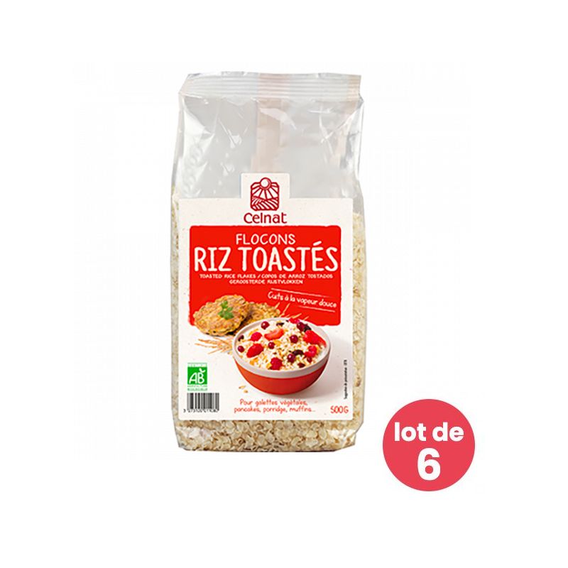 Flocons de riz toastés - 6 x 500g | Celnat | Belvibio.com