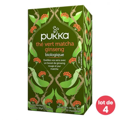 Thé vert matcha bio au ginseng - Lot de 4 boites de 20 sachets