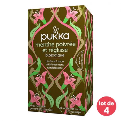 Infusion bio - Menthe poivrée et réglisse - Lot de 4 boites de 20 sachets