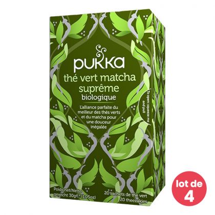 Thé vert matcha bio suprême - Lot de 4 boites de 20 sachets