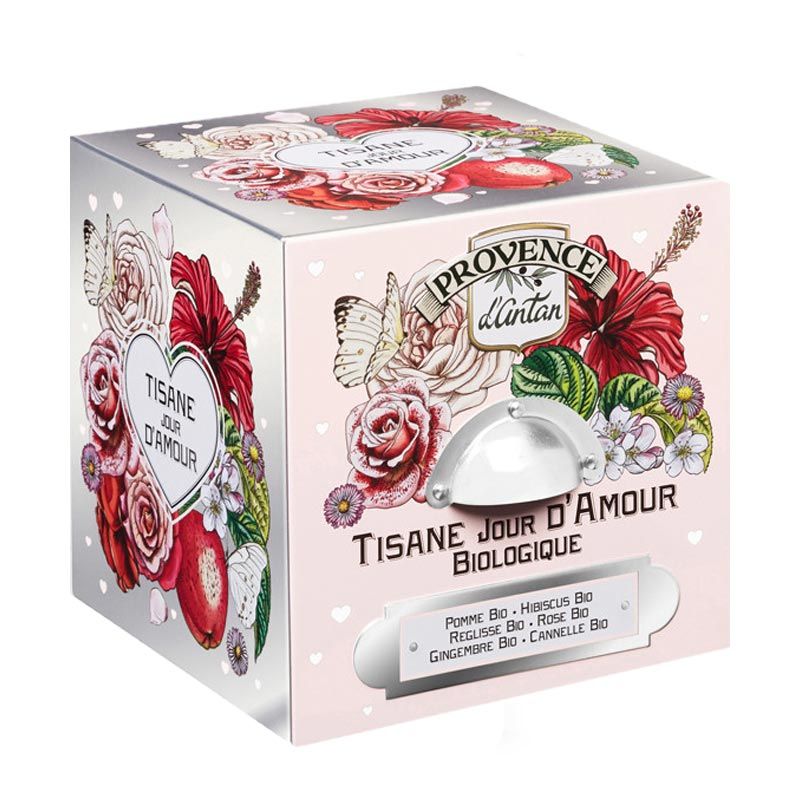 Tisane bio - Jour d'Amour - Boite métal de 24 sachets, Provence d'Antan