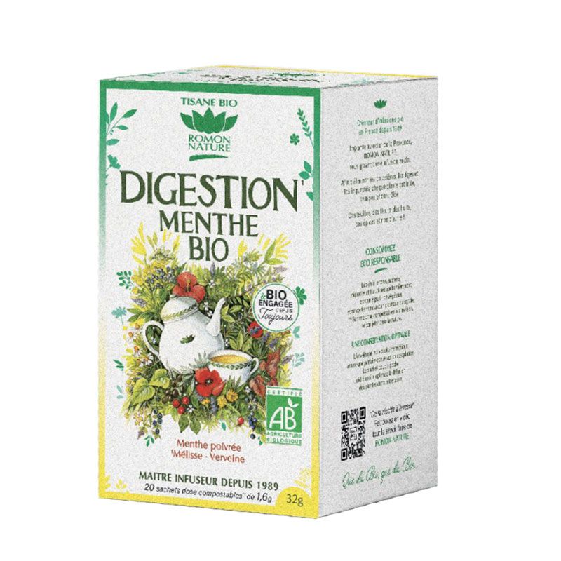 Infusion bio - Digestion menthe - Boite de 20 sachets, Romon Nature