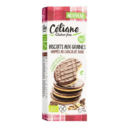 Biscuits bio sans gluten - Nappés chocolat et graines - 150g