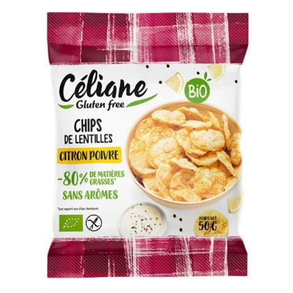 Chips bio sans gluten - Lentilles corail, poivre et citron - 50g