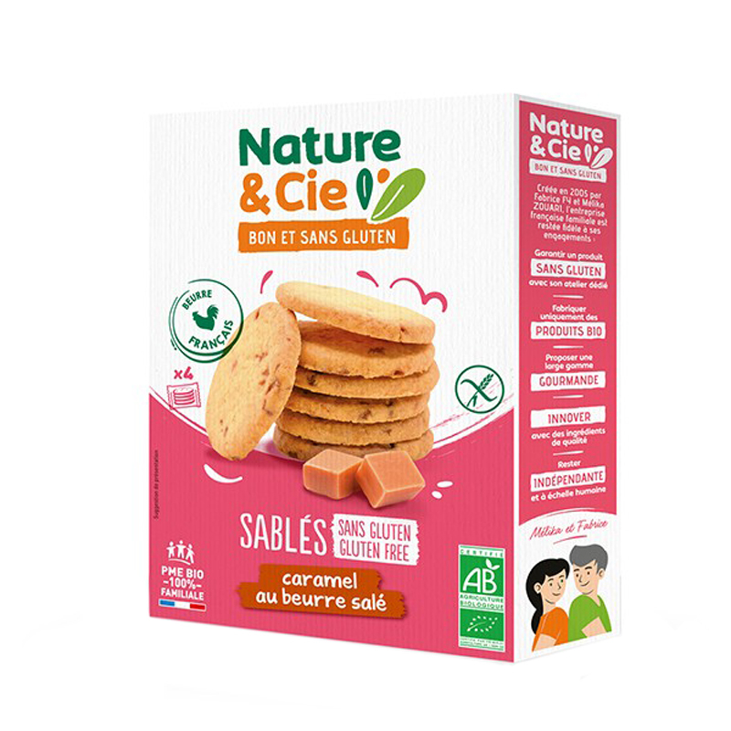 Lot de trois sachets de biscuits nature, noisette et aux pépites