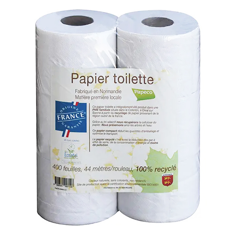Papier toilette 100% recyclé - Lot de 6 rouleaux, Papeco