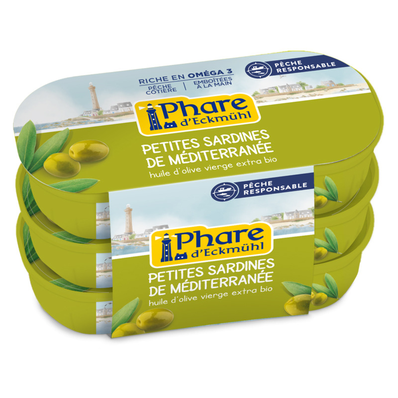 Petites sardines à l’huile olive bio - Lot de 3x55g