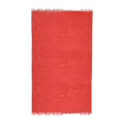 Fouta en coton bio - Coquillage orange - 100x180 cm