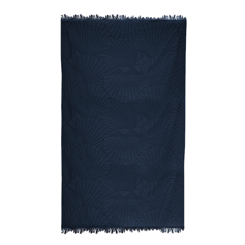 Fouta en coton bio - Coquillage bleu - 100x180 cm