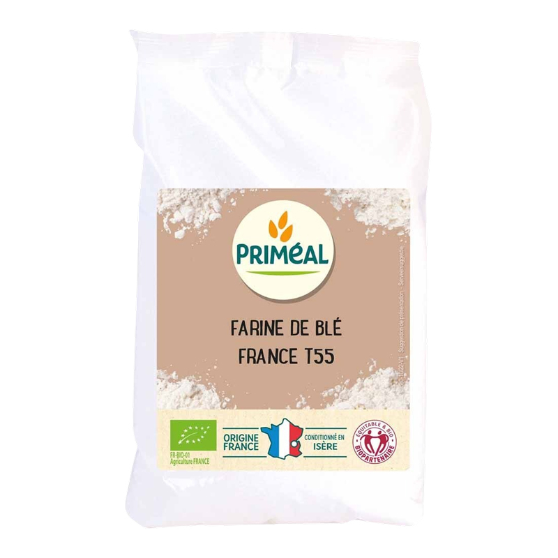 Farine de blé T55 bio - 1kg, Priméal