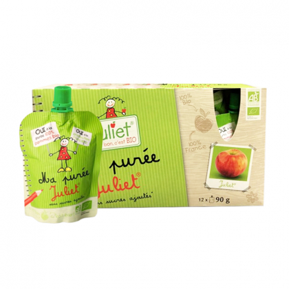 Gourdes de purée de pomme bio - Étui de 12x90g