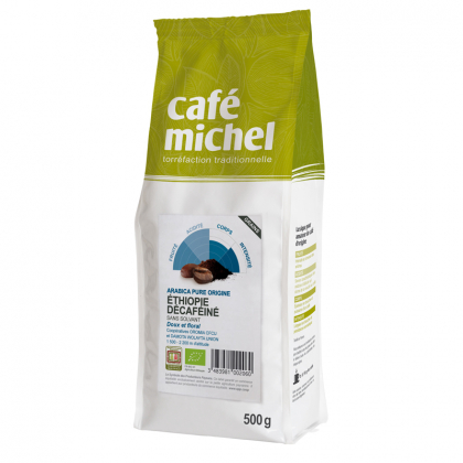 Café décaféiné bio en grains - Éthiopie - 500g