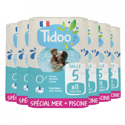 Couches de bain écologiques - Taille 5 - 12/18 kg - Lot de 6x11