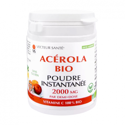 Acérola en poudre instantanée bio - Pot de 75g