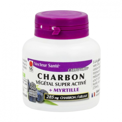 Carbo'activ charbon myrtille - 60 gélules marines