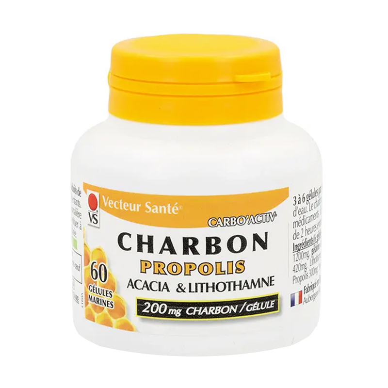 Carbo'activ charbon propolis - 60 gélules marines