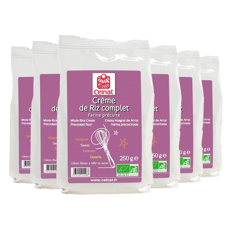 Crème de riz rond complet - Farine précuite - Lot de 6x250g, Celnat